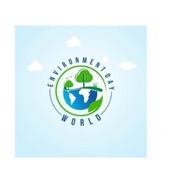 Environment and World Day Logo Vector Design with Green Leaf and Globe Icon for Eco Nature Concept Isolated on White Background in Modern Minimalist Style for Ecology and Earth Illustration