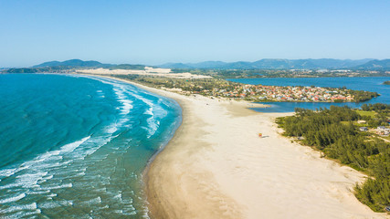 Praia de ibiraquera - Imbituba - SC. Aerial view of Ibiraquera beach and lagoon- Santa Catarina – Brazil