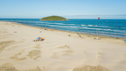 Fototapeta na wymiar Praia de ibiraquera - Imbituba - SC. Aerial view kitsurf of Ibiraquera beach - Santa Catarina – Brazil