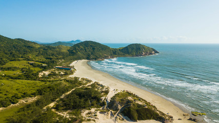 Fototapeta na wymiar Aerial view of Luz beach, in Imbituba - SC. Beautiful natural beach, in Santa Catarina, Brazil