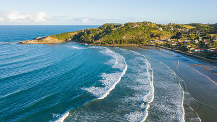 Aerial view of Ribanceira beach, in Imbituba - SC. Beautiful beach in Santa Catarina, Brazil