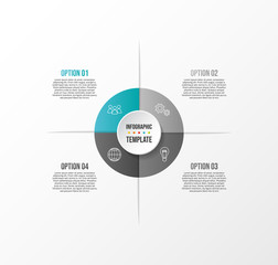 Gray infographic template. Diagram with business icons. Vector