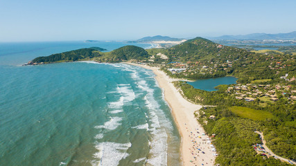 Aerial view of Rosa beach, in Imbituba - SC. Beautiful natural beach, in Santa Catarina, Brazil