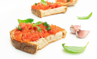 italian bruschetta with tomato and basil