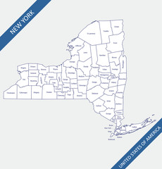 New York county map USA