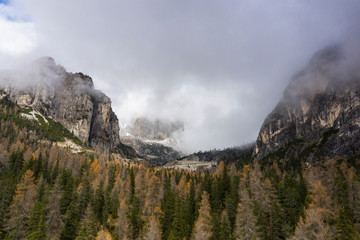 The craggy mountains of the Dolomites in northern Italy.