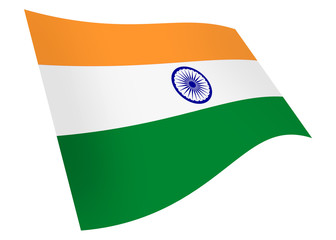 India waving flag graphic isolated on white with clipping path