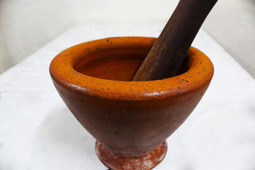 Mortar and pestle for crushing food