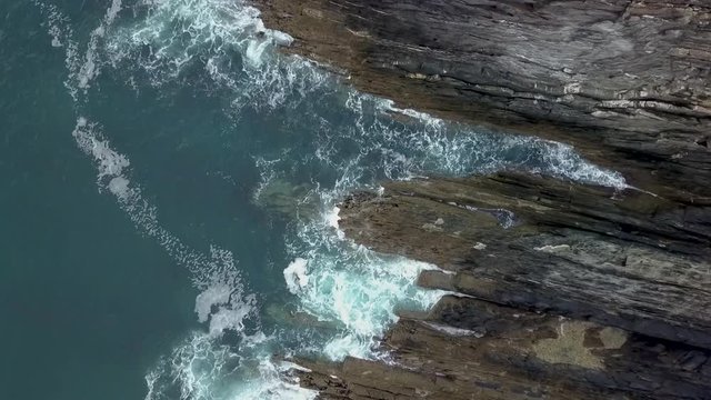 Sea waves on Irish coast from overhead