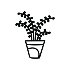 
pot with home flower. Potted home plant simple vector icon. sketch illustration isolated on white background