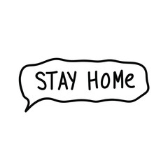 
stay home - warning sign in the cloud like in comics. simple vector icon. sketch illustration isolated on white background