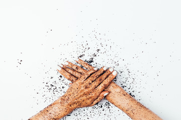 Female hands with white manicure