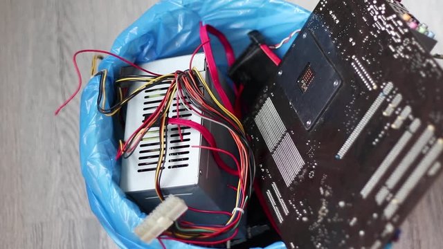 they throw parts of the computer in the trash. outdated technology.