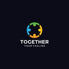 Circle people together unity logo design template illustration Premium Vector