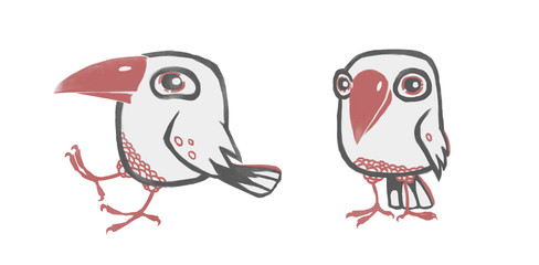 White crow character. Digital illustration.