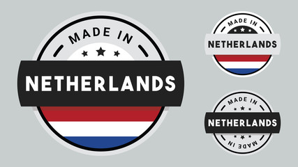 Obraz premium Made in Netherlands collection for label, stickers, badge or icon with Netherlands flag symbol. 