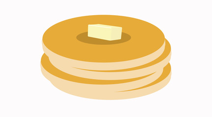 Pancakes with Butter. Vector Illustration, Isolated