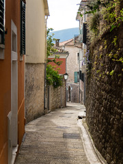 Streets of the old city of Herzeg-Novi. Montenegro autumn 2019