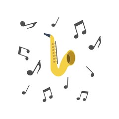 Musical saxophone icon on a white background. Vector illustration
