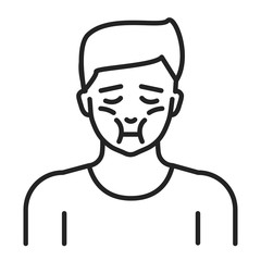 Face swelling line black icon. Allergy symptom. Pictogram for web page, mobile app, promo. UI UX GUI design element. Editable stroke.