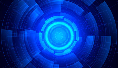 Abstract Hi-tech communication background with HUD elements circle digital futuristic blue color gradient innovation of technology concepts. vector illustration.