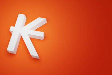 LAK Laos Kip Currency Sign for Business Financial background, 3D Rendering with copy space.
