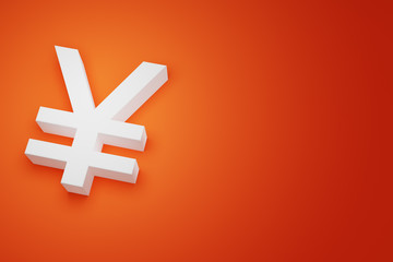 Obraz premium JPY Japanese Yen or CNY Chinese Yuan Currency Sign for Business Financial background, 3D Rendering with copy space.