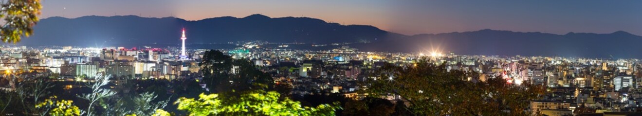 Panoramic Image of Kyoto City Skyline in Japan.