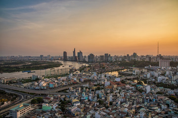ho chi minh city with sunset