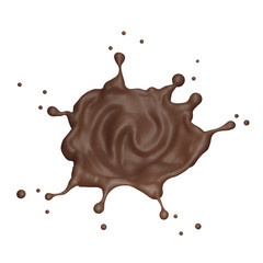 Chocolate  splash drop abstract shapes , isolated on white background , 3d illustration 3D Rendering