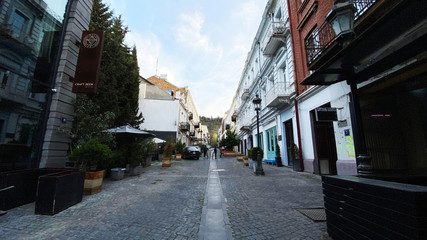TBILISI, GEORGIA - APRIL 17, 2020: Empty Tbilisi, Street is normally gridlocked with shoppers and traffic.