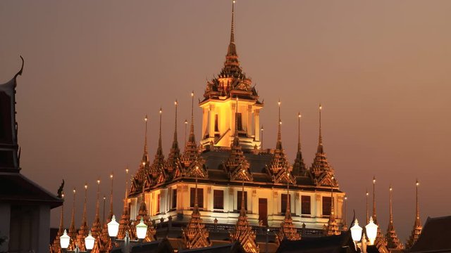 Famous temple Loha prasat (metallic castle) of Ratchanadda Temple in Bangkok, Thailand
