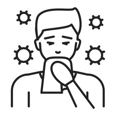 Runny nose line black icon. Infectious diseases, colds, flu. Pictogram for web page, mobile app, promo. UI UX GUI design element. Editable stroke.