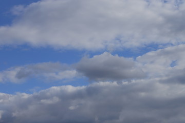 Fluffy clouds of the spring sky. Cold sky with clouds.