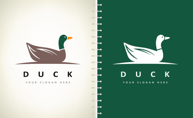 Duck bird logo vector. Animal design.