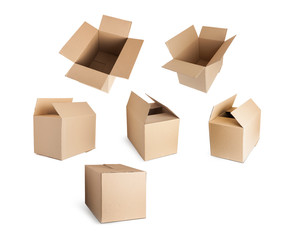 Cardboard boxes close and open