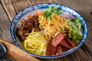 Rice seasoned with shrimp paste.