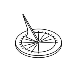 Outline old sundial icon. Line style. Ancient sundial vector illustration for web design isolated on white background.