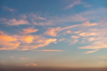 Dramatic cloudy sky during sunset, Texture of bright evening sky in twilight time background