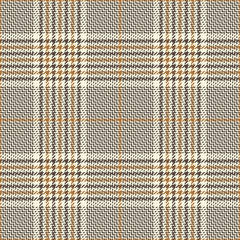 Glen plaid pattern. Seamless tweed tartan check plaid in brown for jacket, coat, dress, trousers, or other modern autumn fashion fabric designs.