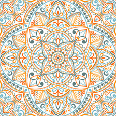 Seamless background  Eastern style. Mandala ornament. Arabic  Pattern. Elements of flowers and leaves. Vector illustration. Use for wallpaper, print packaging paper, textiles