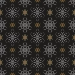 Foto op Plexiglas abstract geometric patterns, texture, gold and gray on black background, seamless graphic pattern © PETR BABKIN