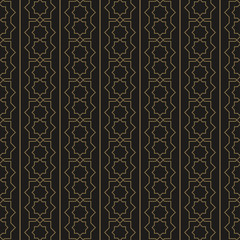 Dark geometric pattern for wallpaper design, gold on black, vector