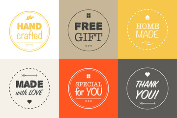 Obraz premium Big collection of vector tags and badges with words and phrases on different background. Hand made. Perfect for your business. Vector