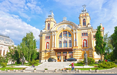 Fototapeta na wymiar Romanian National Opera House Cluj Napoca, beautiful building in neo baroque style