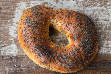 homemade bagel with sesame,poppy and flax
