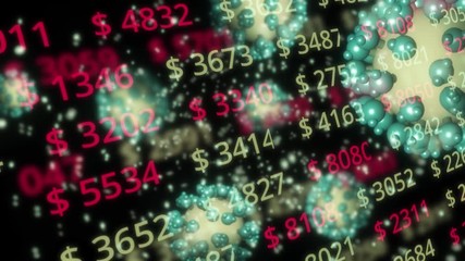 Coronavirus cells and stock market background animation. Financial crisis because of covid 19. - Powered by Adobe