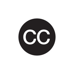 Creative commons icon. CC button. Line design.