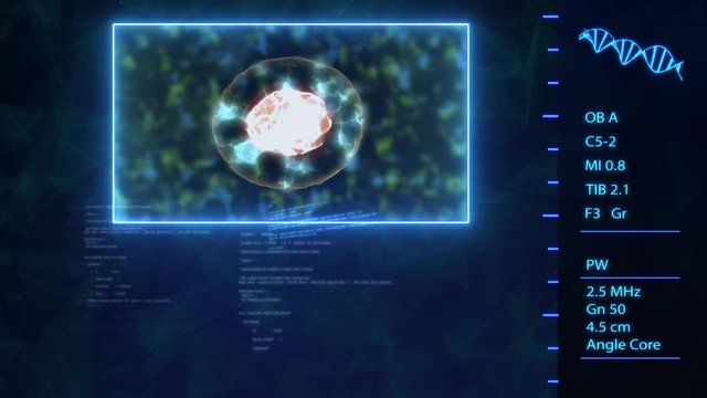 Analysis Virus Cells Dividing in blue tone Animation .
Virus Covid 19 Wuhan - Mitosis and replication of a generic biological data Cell.