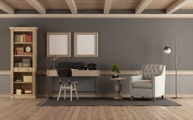 Classic style living room with retro furniture - 3d rendering